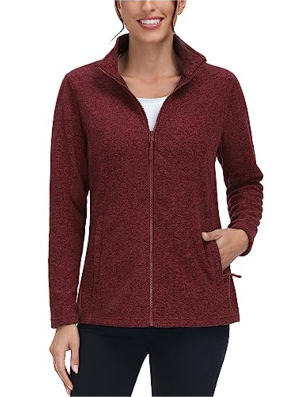 TACVASEN Women's Full Zip Fleece Jacket Lightweight Winter Warm Coat with